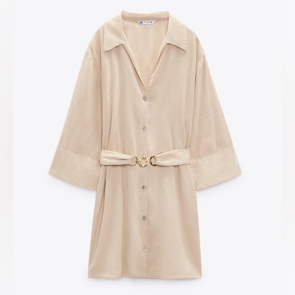 Zara linen blend dress with belt - Picture 1 of 5